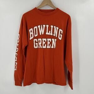 Vintage Bowling Green State University Shirt Men Large Orange Sleeve Print BGSU